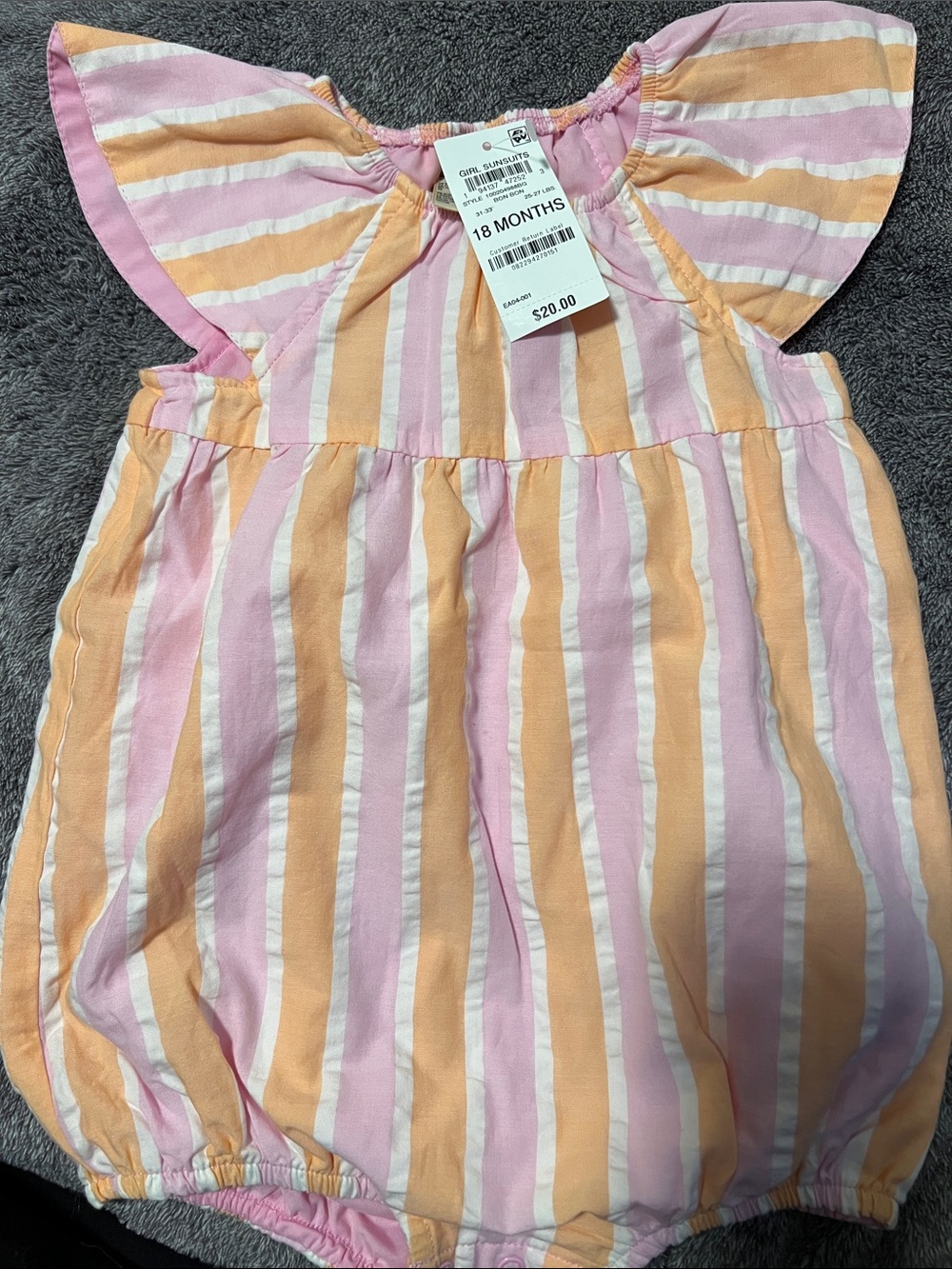 First Impressions Pink and Peach Striped Baby One-Piece Bodysuit